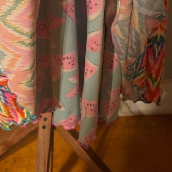 Medium 10/12 Madison Q Reversible Flared Floral ChevronSleeveless A Line Dress - Picture 11 of 14